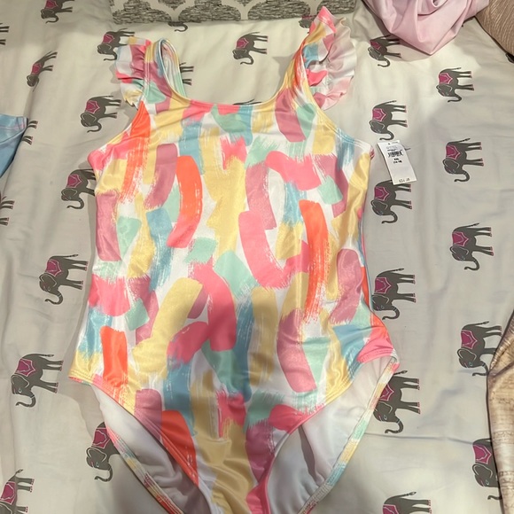 NWT GAP bathing suit rainbow pastel with ruffles - Picture 1 of 5